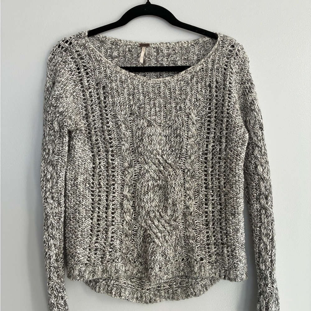 Free People Marled Knit Sweater in Gray